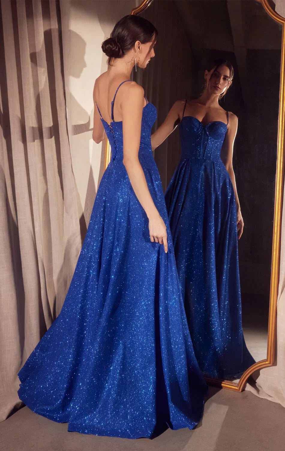 Krista Gown Glitter Dusted A line Bustier Dress