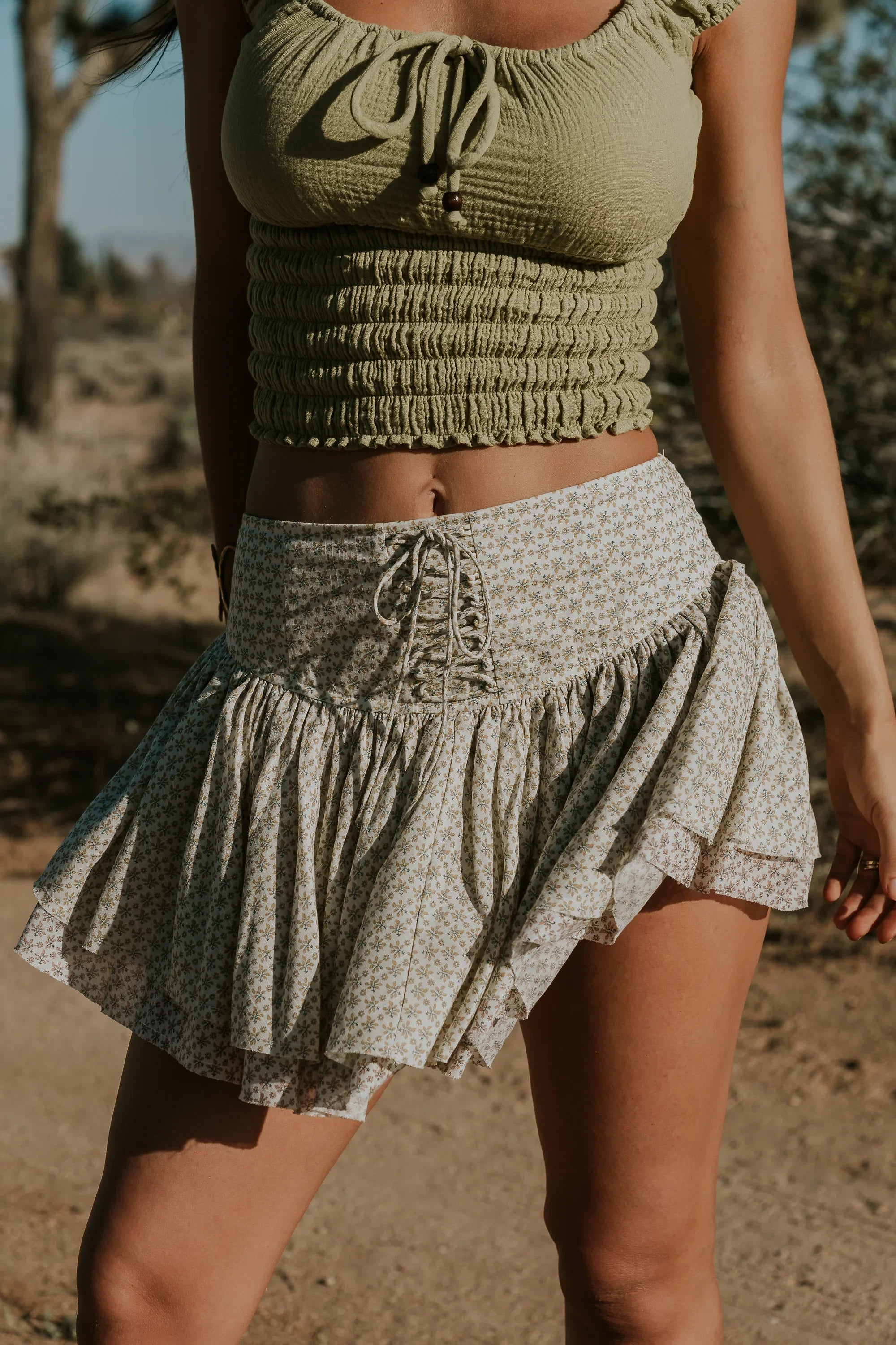 Andee Floral Mini Skirt in Yellow