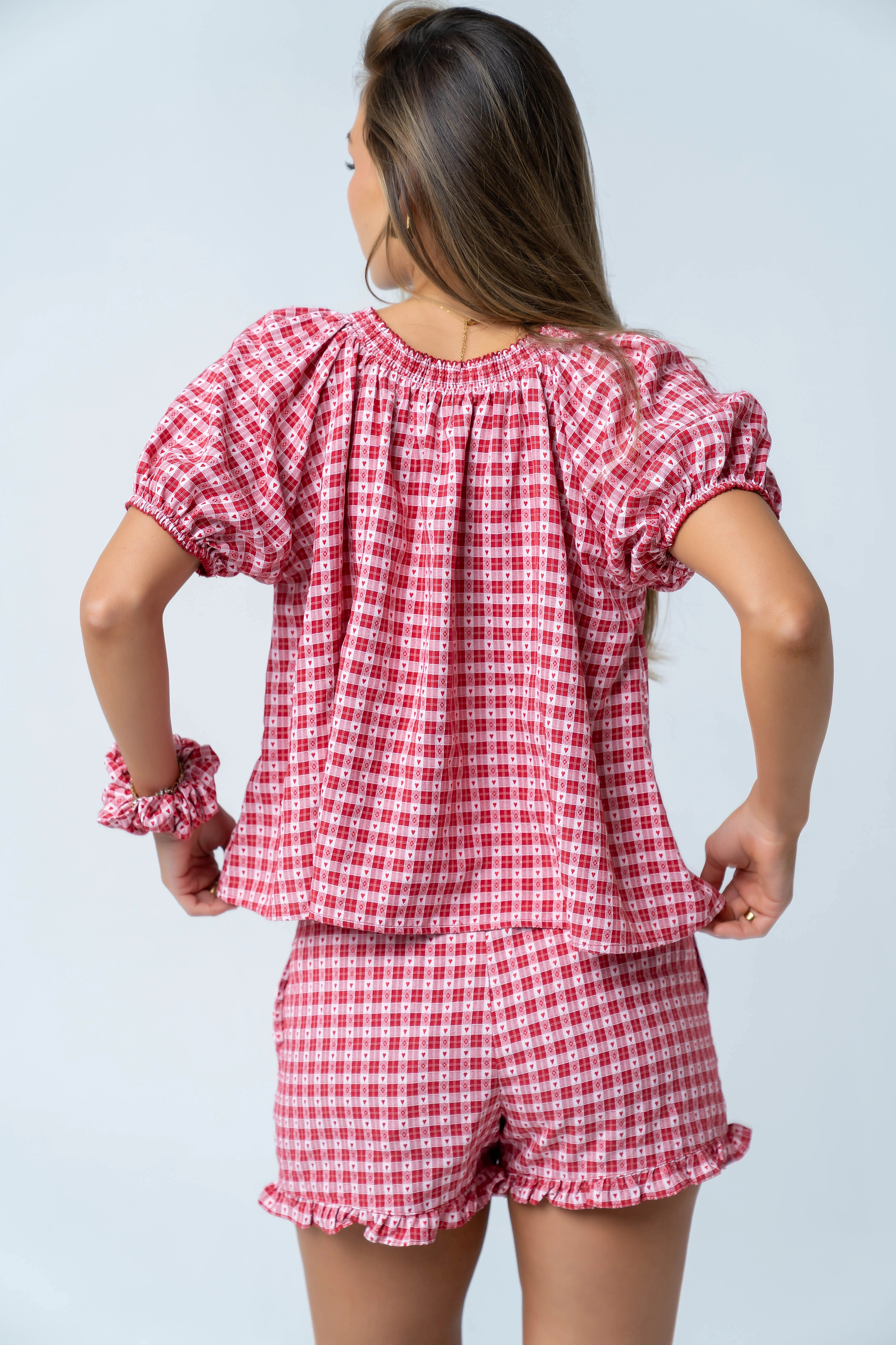 Ambree Gingham Button Up Top