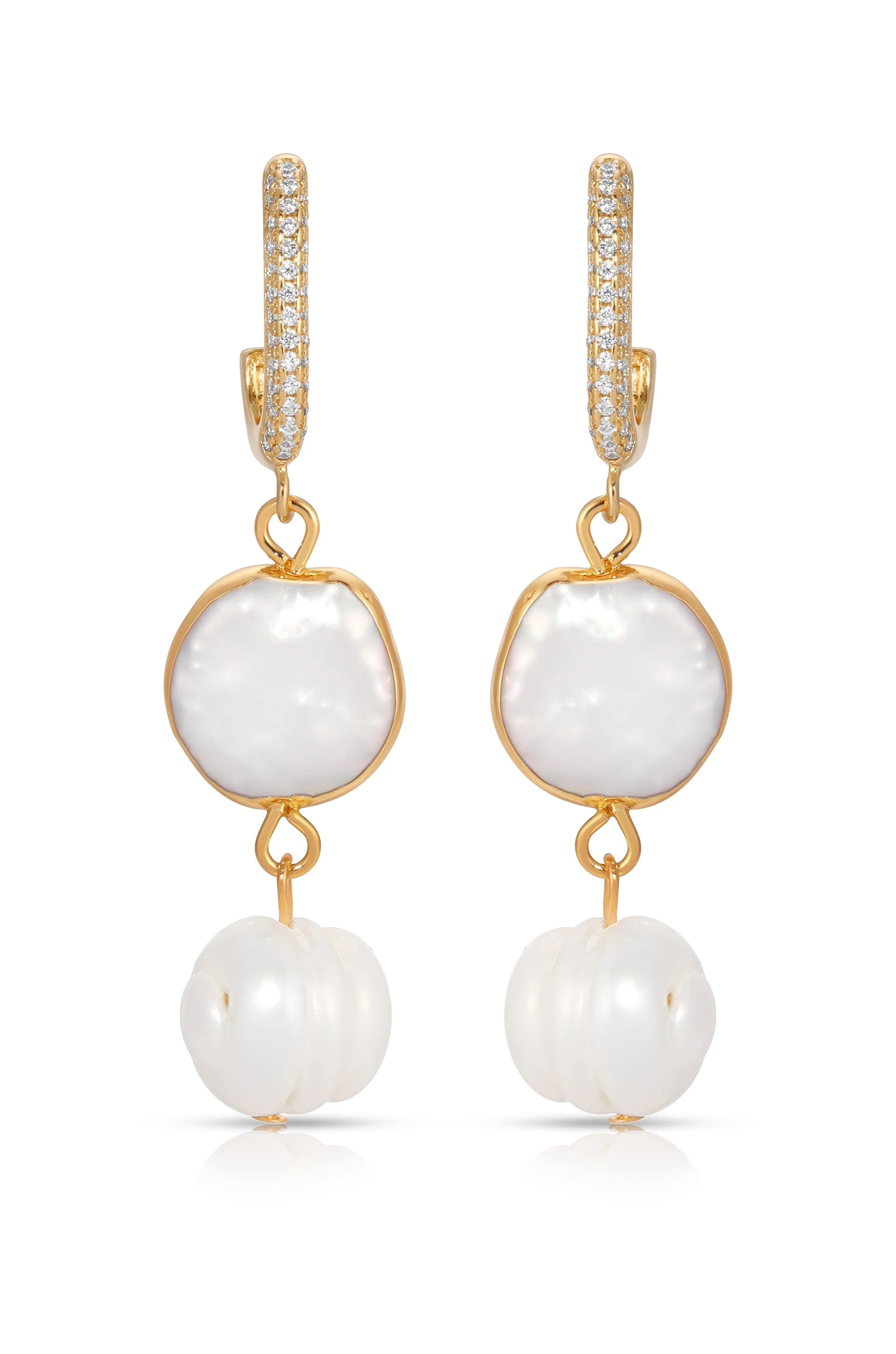 Dangling Freshwater Pearl Huggie Hoop Earrings