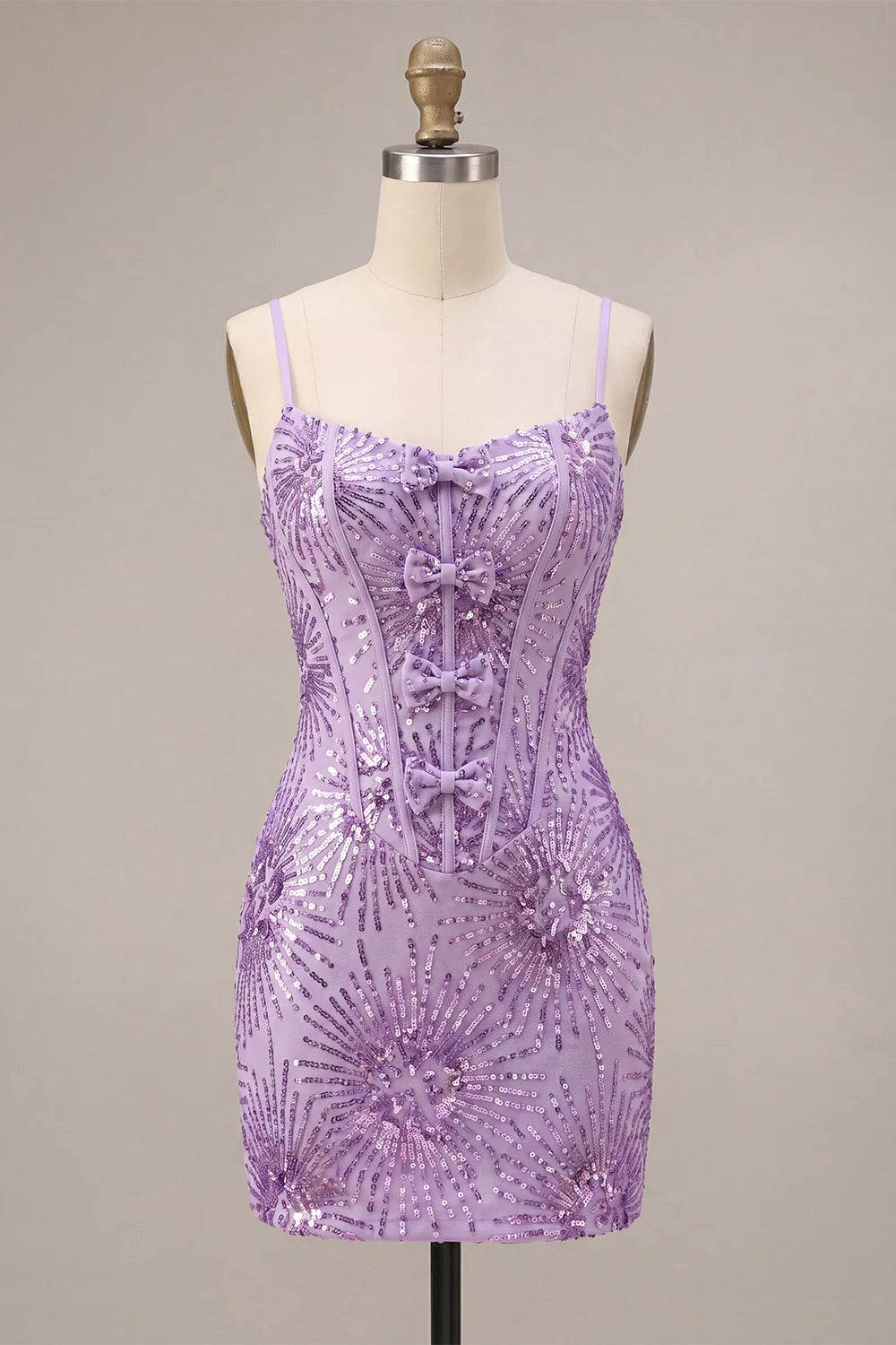 Purple Sequin Bodycon Corset Short Homecoming Dress