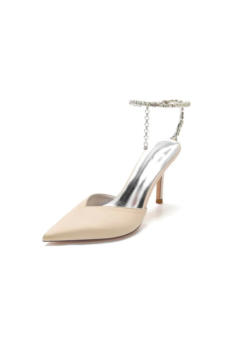 Crystal Strap Pointed Toe High Heels