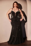ETTA GOWN RHINESTONE EMBELLISHED STRAPLESS DRESS BLACK
