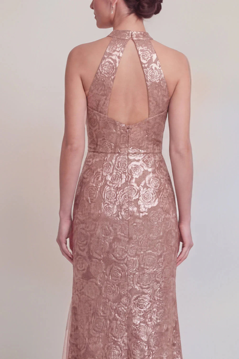 Halter Jacquard Mermaid Sage Green Mother of the Bride Dress