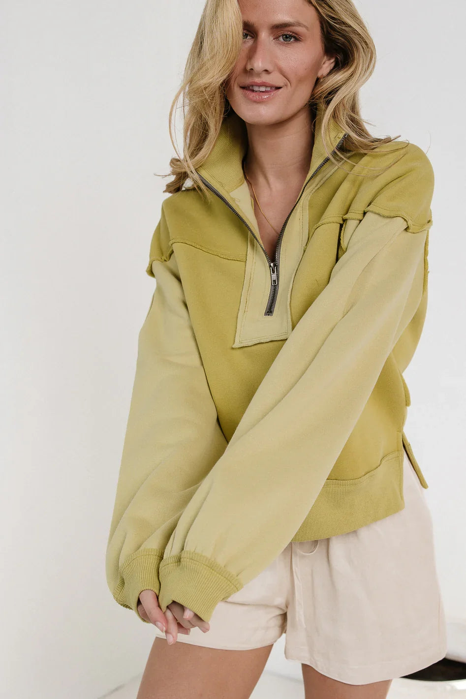 Zeya Half Zip Sweatshirt in Lime FINAL SALE