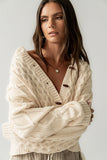 Noah Cable Knit Cardigan in Cream FINAL SALE