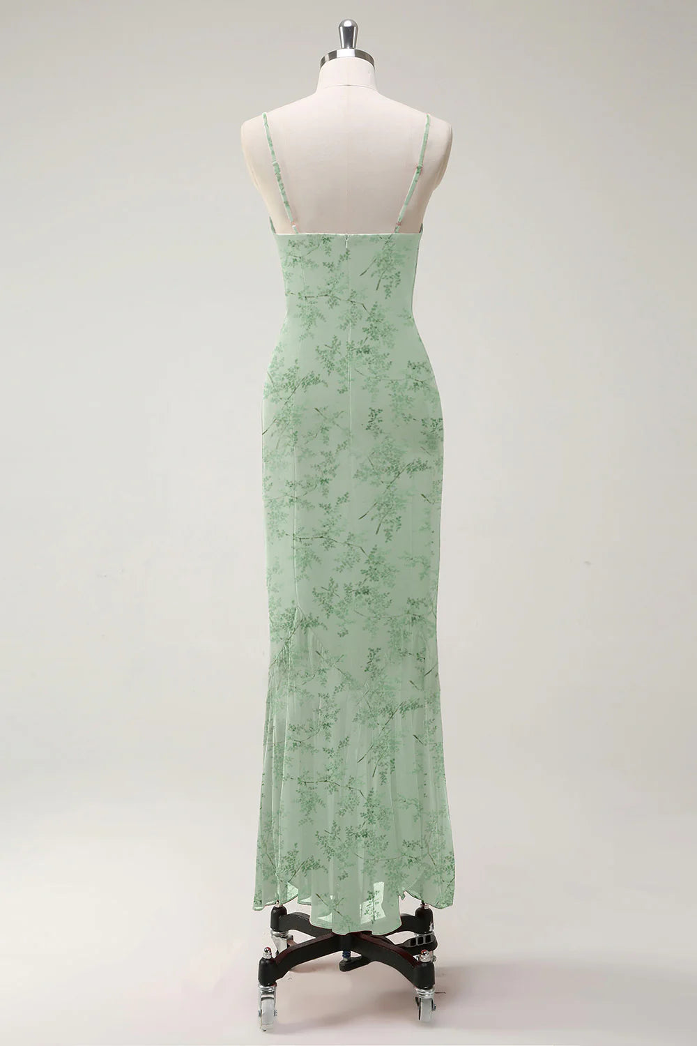 Elegant Sunset Sheath Spaghetti Straps Chiffon Long Bridesmaid Dress with Ruffles