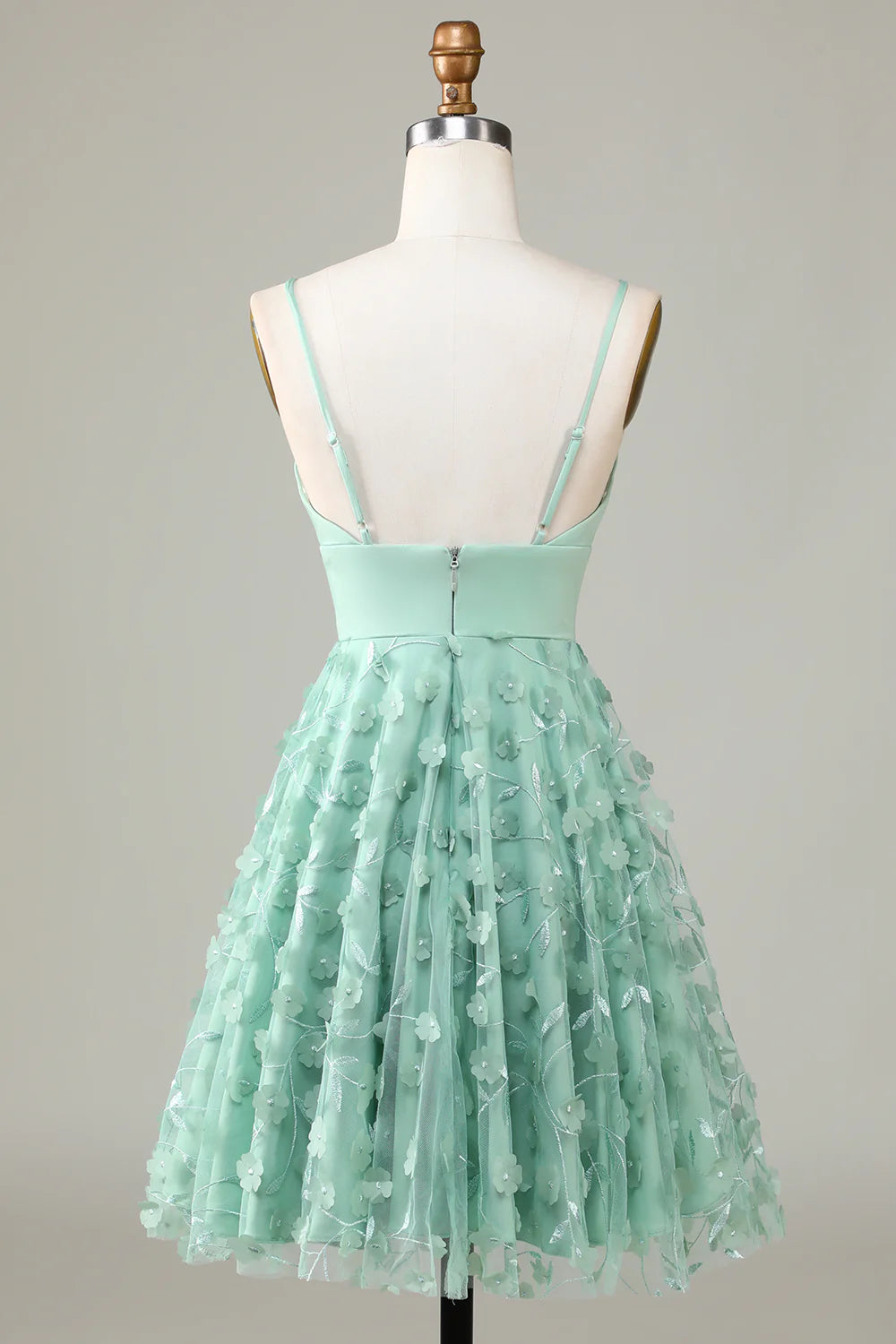 A Line Spaghetti Straps Short Homecoming Dress With Appliques