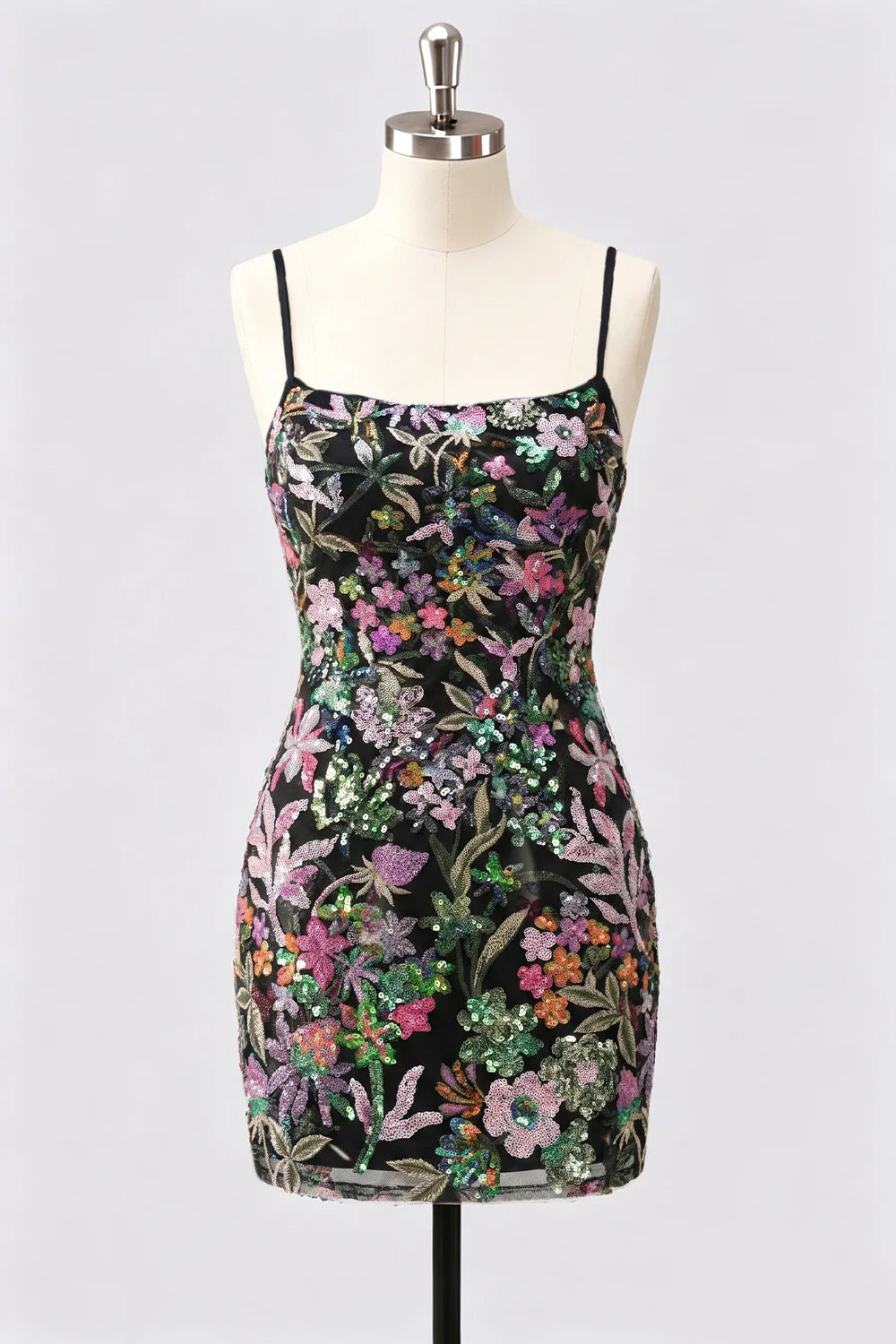 Lilac Bodycon Floral Sequin Appliqued Short Homecoming Dress