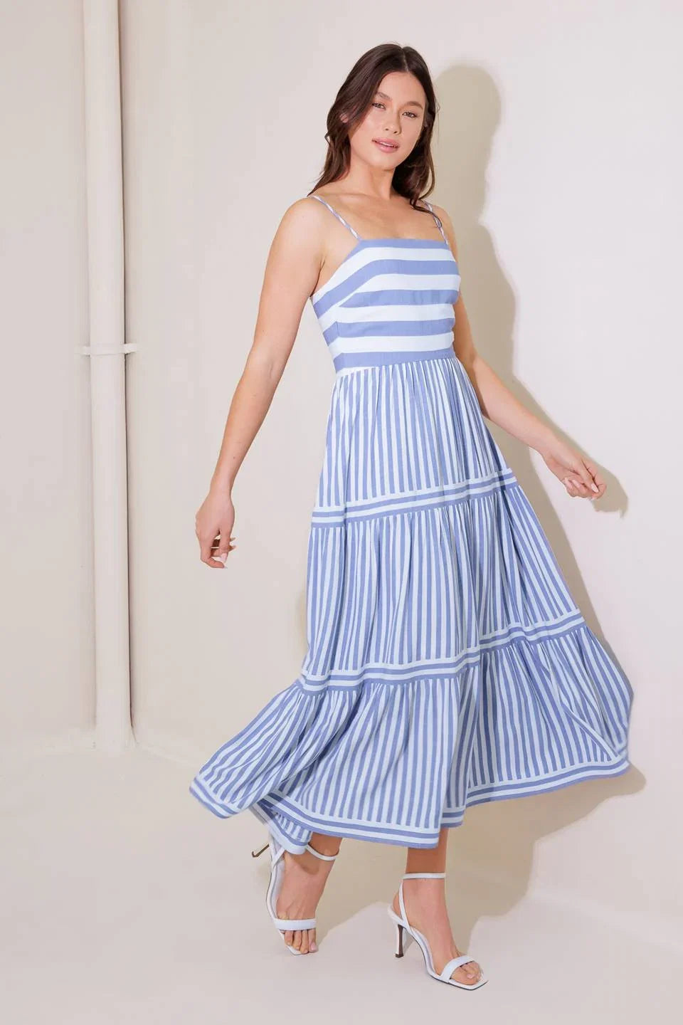 ANYTHING IS POSSIBLE MIDI DRESS BLUE WHITE