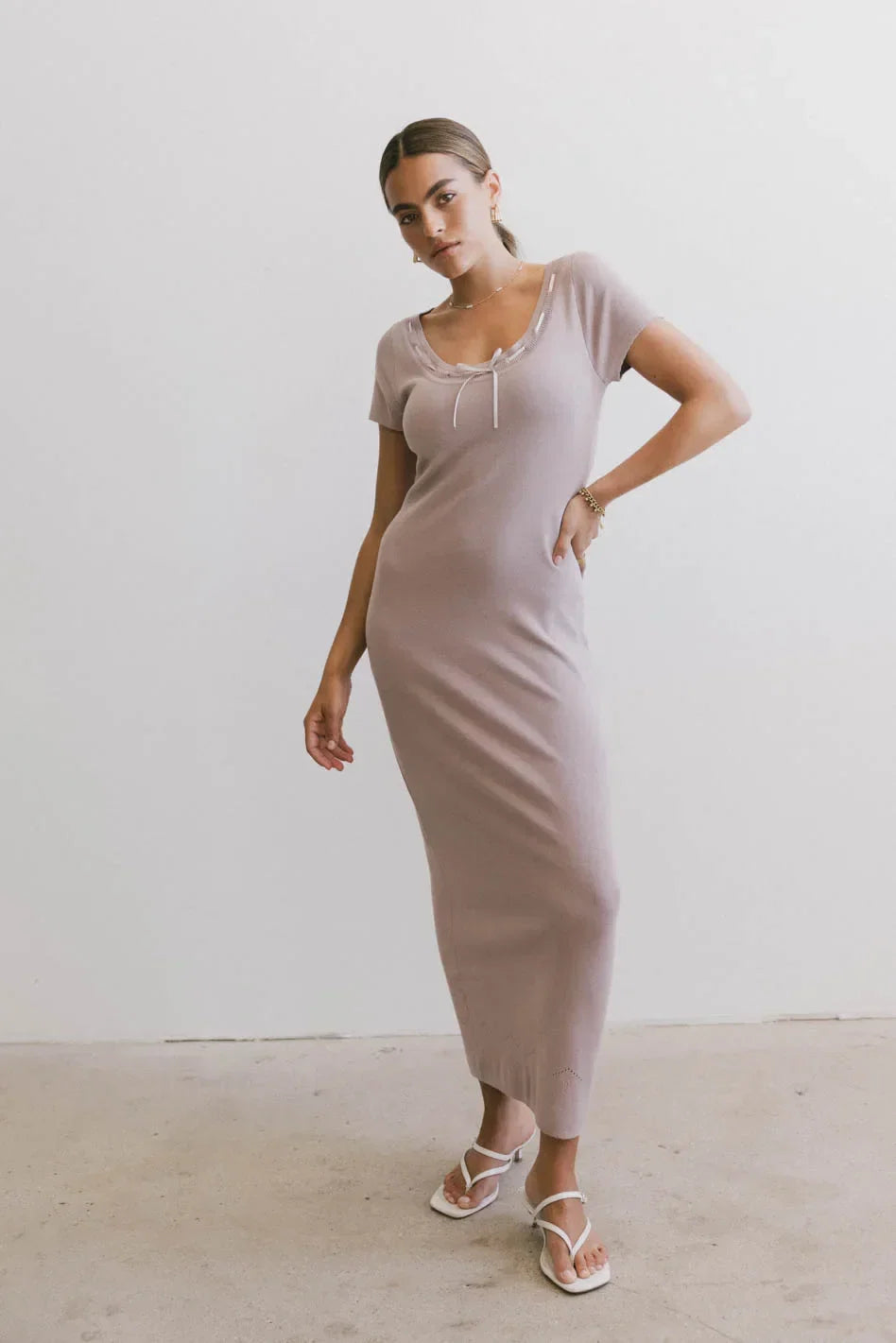 Ariah Ribbon Trim Sweater Dress in Lavender FINAL SALE