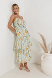 Ava Floral Midi Dress in Sage FINAL SALE