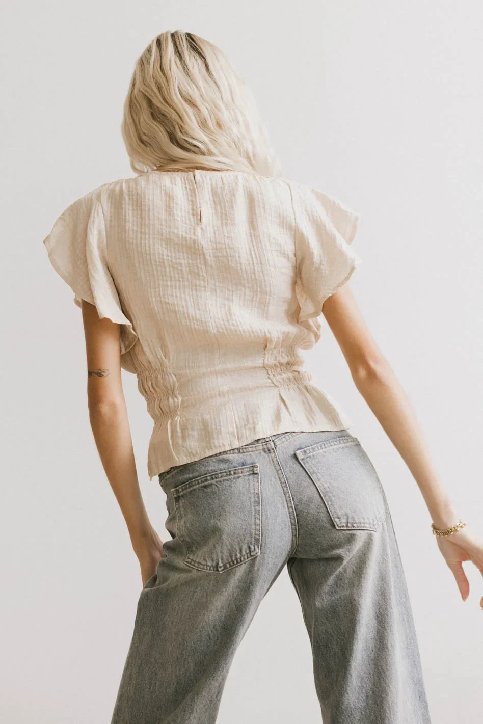 Whit Smocked Blouse in Cream FINAL SALE