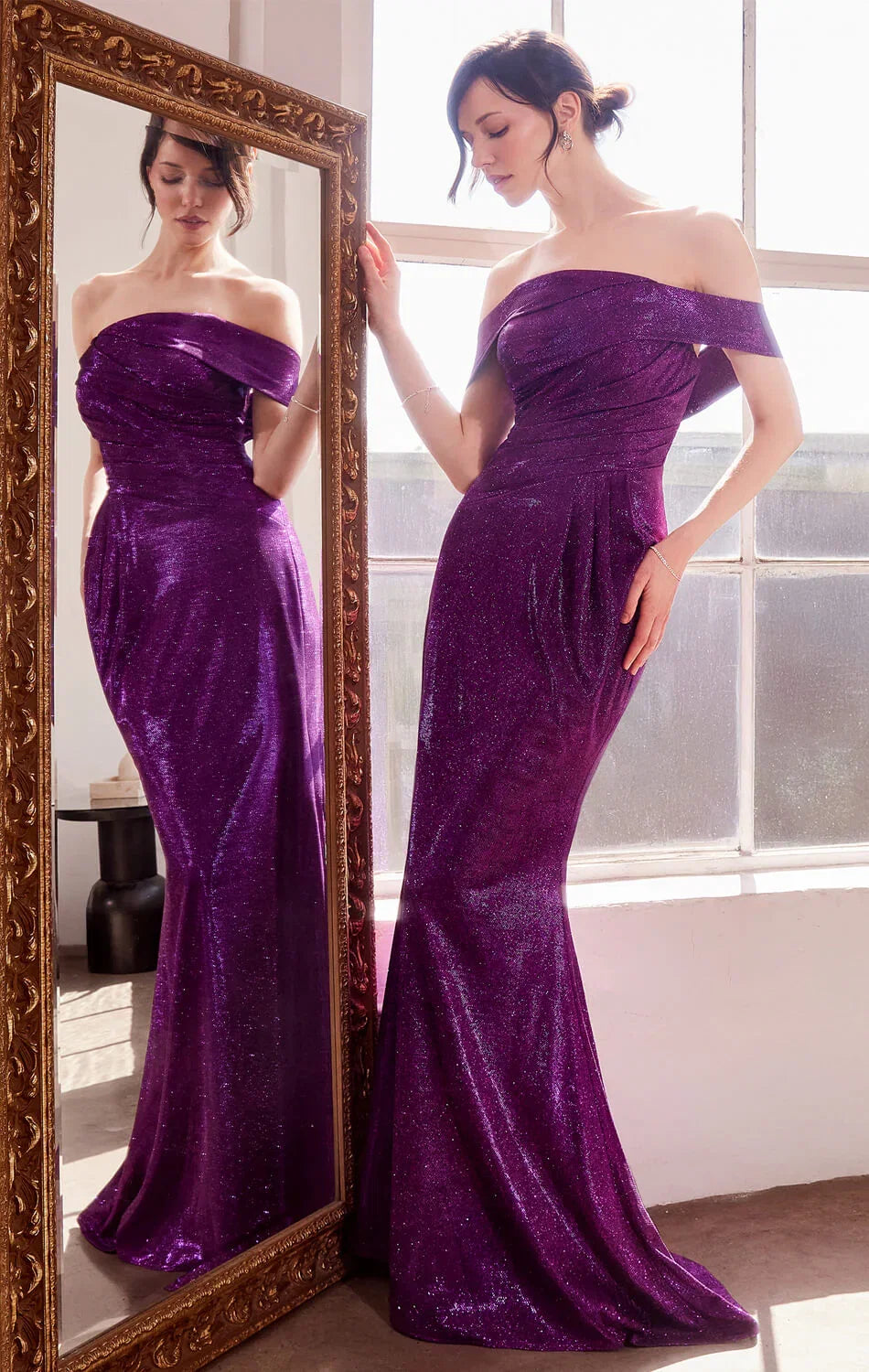 Starlet Gown Off the Shoulder Pleated Dress