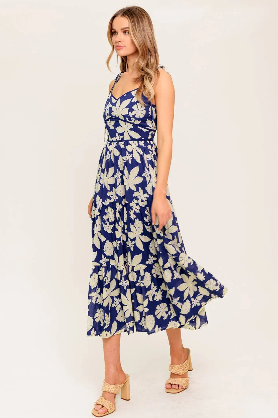 PETALS IN THE WIND MIDI DRESS NAVY FINAL SALE