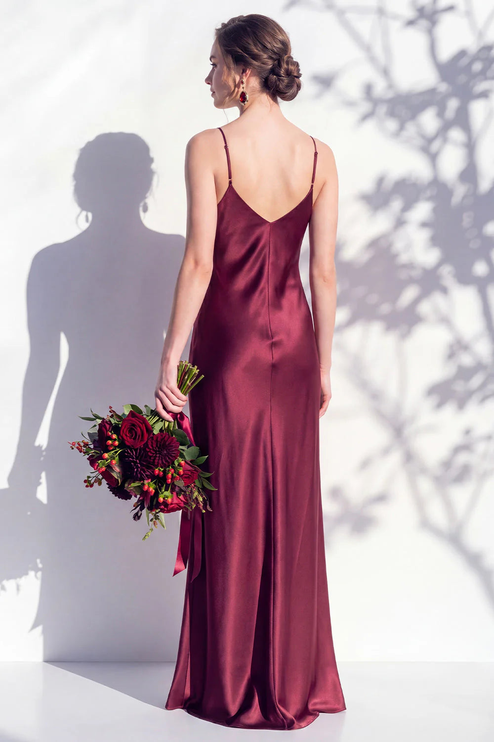 Satin Spaghetti Straps Sheath Sage Bridesmaid Dress