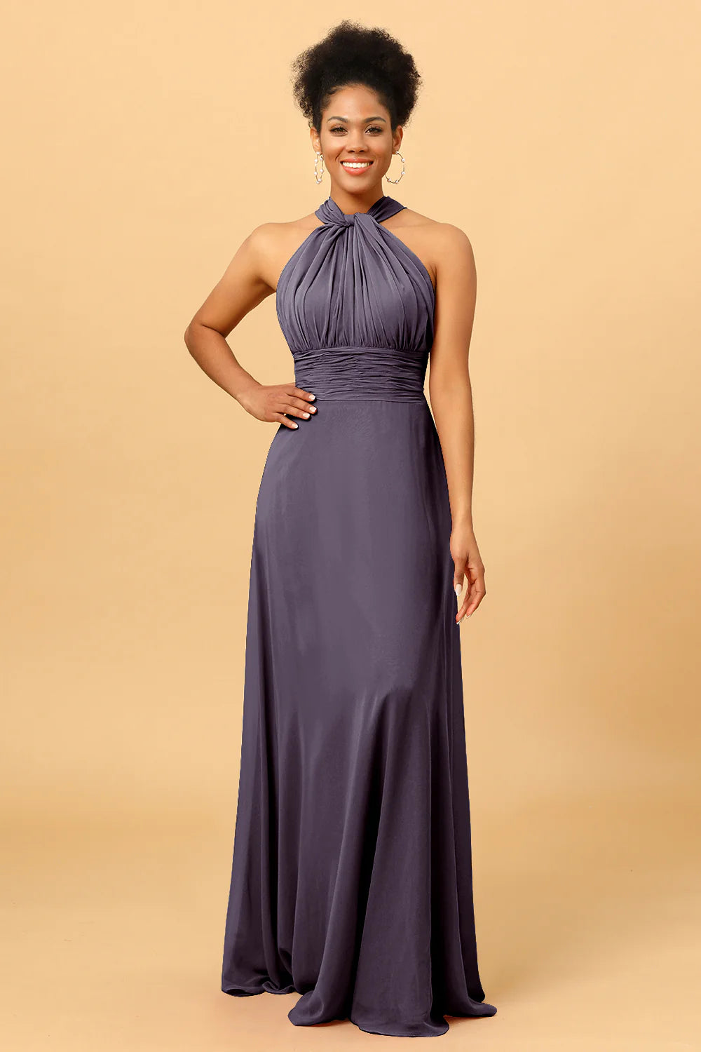 A Line Convertible Long Chiffon Bridesmaid Dress