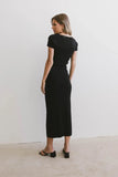 Ariah Ribbon Trim Sweater Dress in Black FINAL SALE