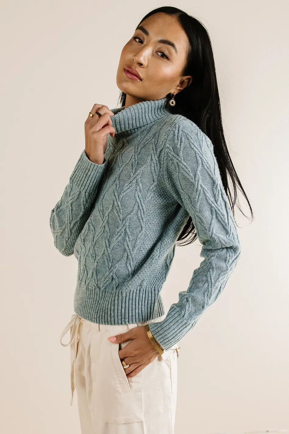 Maeve Turtleneck Sweater in Blue FINAL SALE