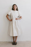 Eliana Pleated Midi Dress in Cream FINAL SALE