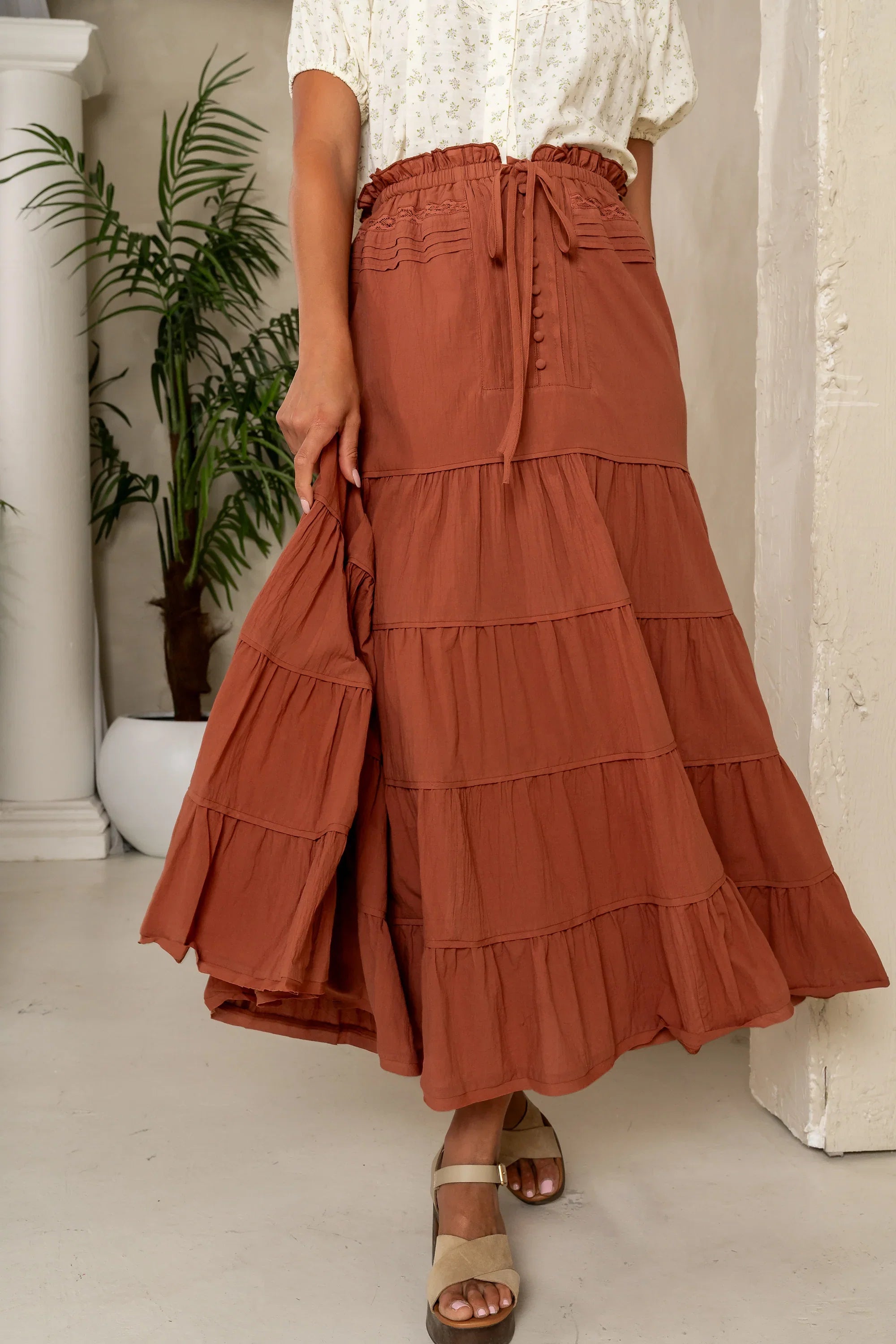 Mira Maxi Skirt in Marsala FINAL SALE