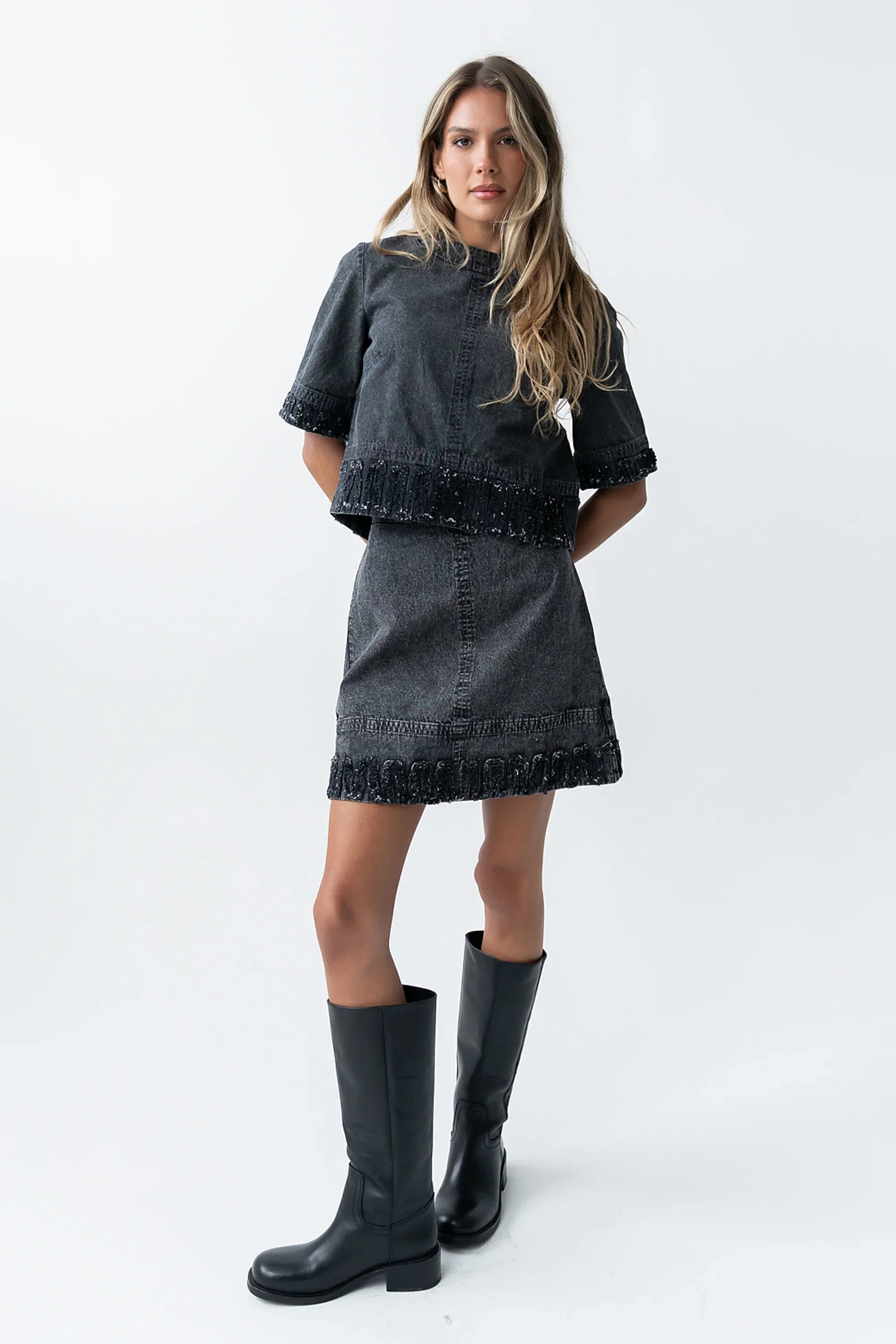 Jana Denim Skirt in Black