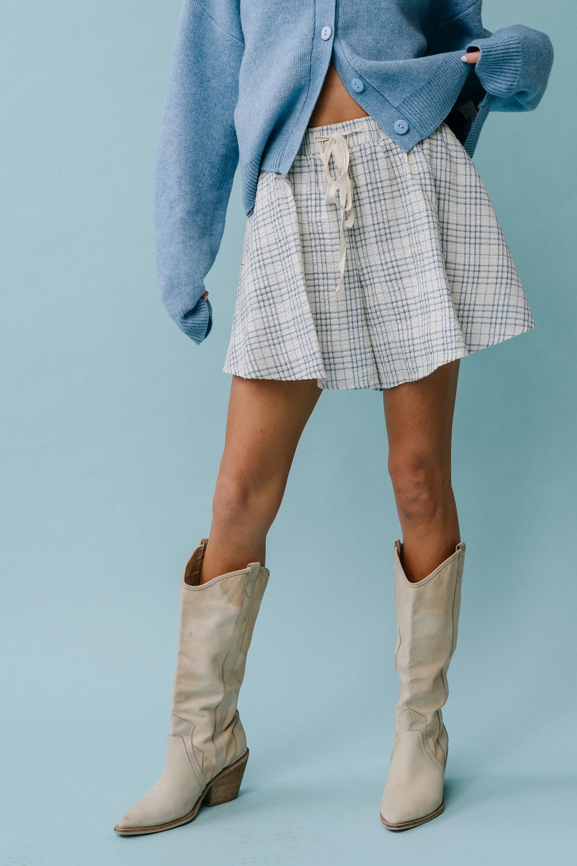 Katherine Plaid Shorts in Blue