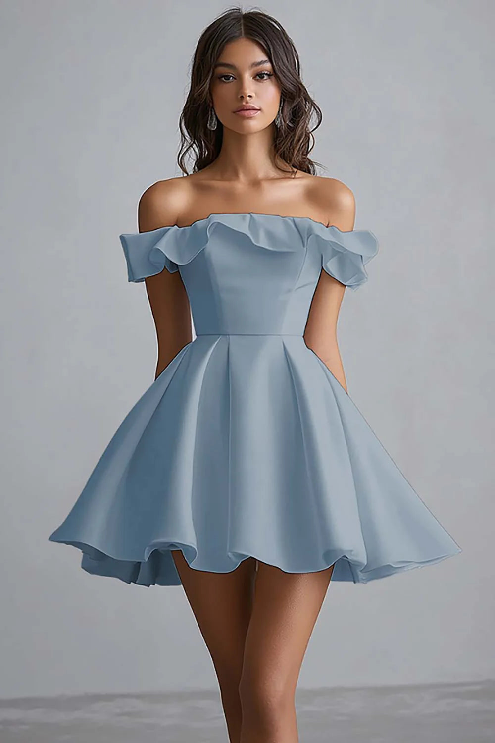 White Off The Shoulder A Line Short Graduation Dress