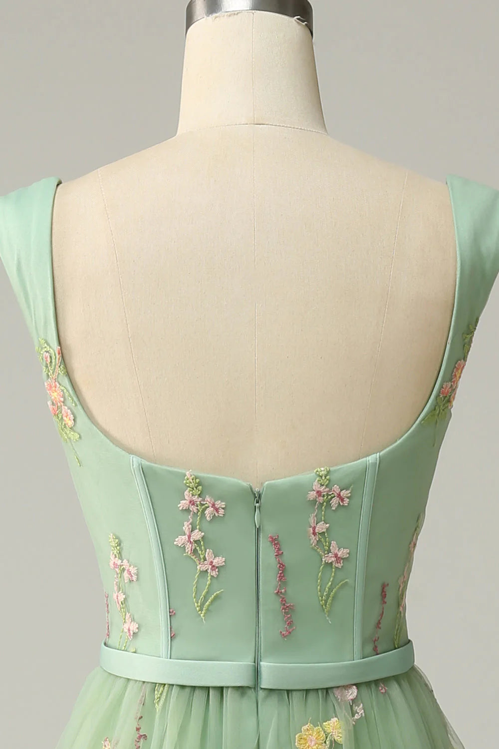 A Line Sweetheart Lilac Tea Length Prom Dress with Embroidery