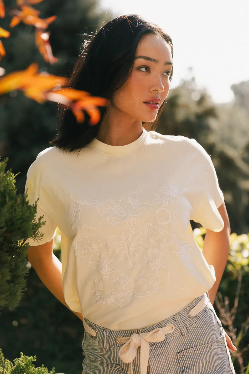 Citrus Embroidered Tee in Yellow FINAL SALE
