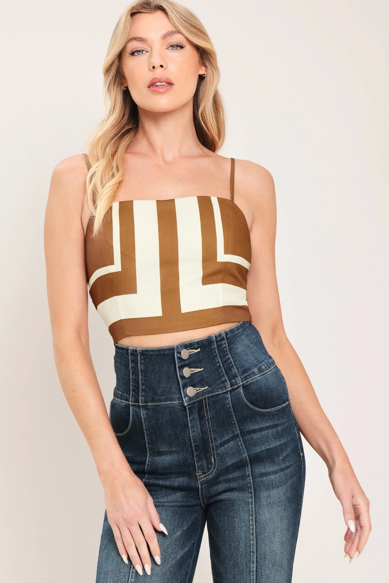 LUXE COAST BROWN IVORY TOP PANT SET