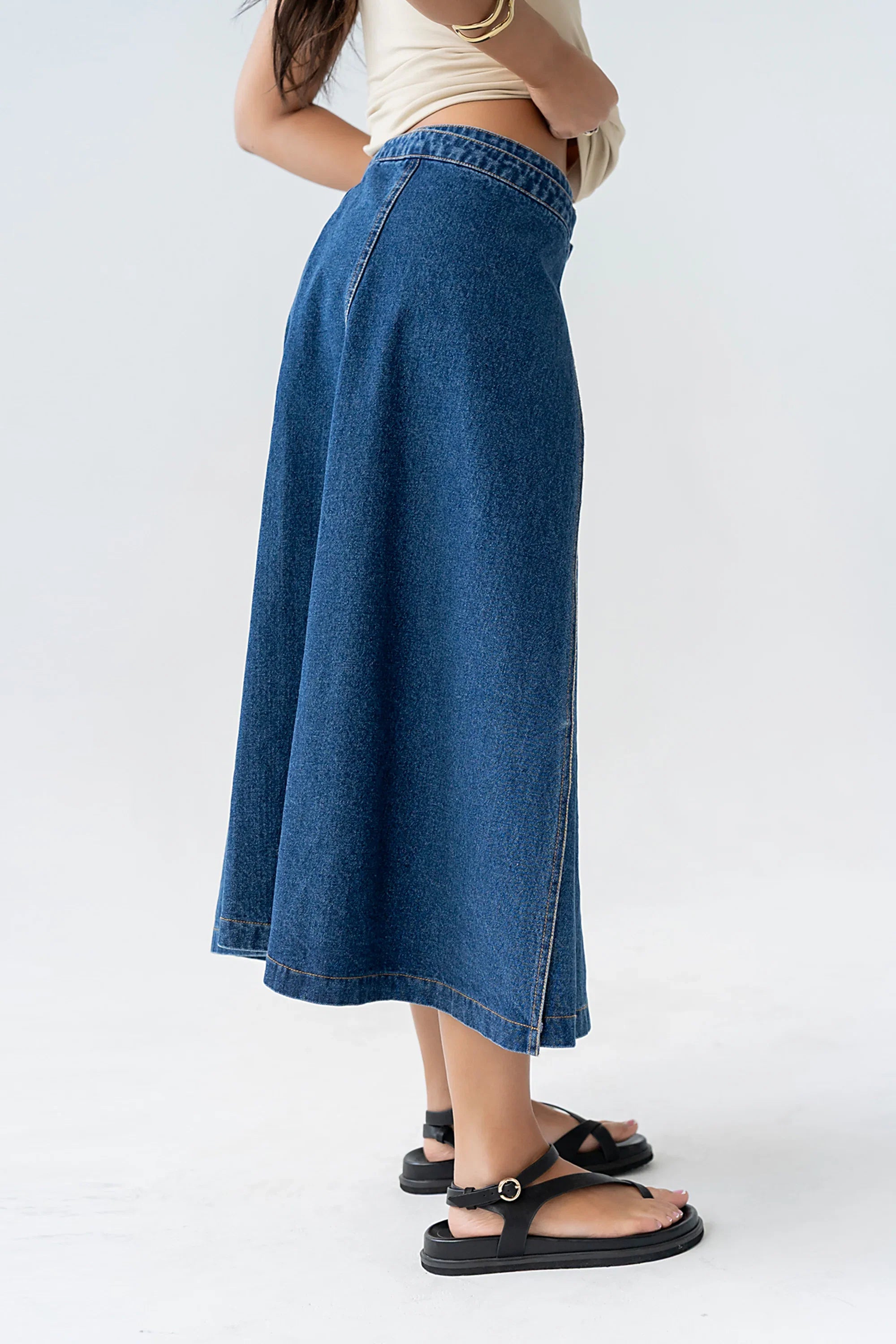 Carson Denim Midi Skirt