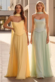 ISABELLA GOWN STRAPLESS CHIFFON DRESS WITH SCARF