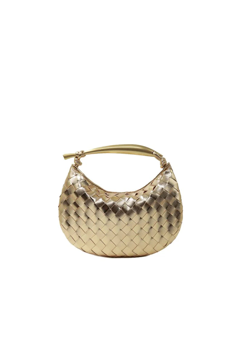 Womens Woven Dumpling Clutch Bag