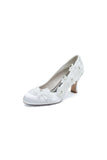 Lace Pointed Toe Chunky Heels with Beaded