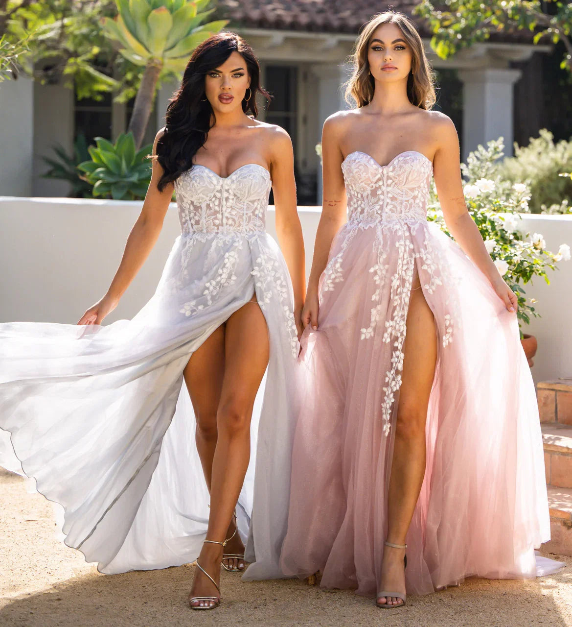 SOLAINE GOWN HAZE BLUE STRAPLESS BUSTIER CORSET A LINE DRESS