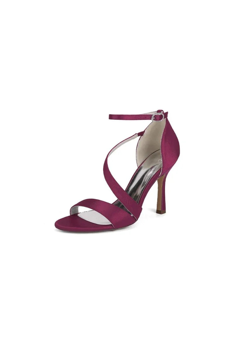 Ankle Strap Satin Stiletto Sandals