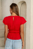 Anya Textured Blouse in Red FINAL SALE