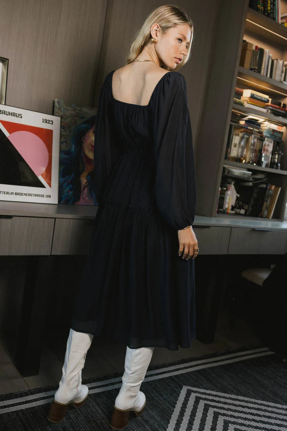 Finnian Midi Dress in Navy FINAL SALE