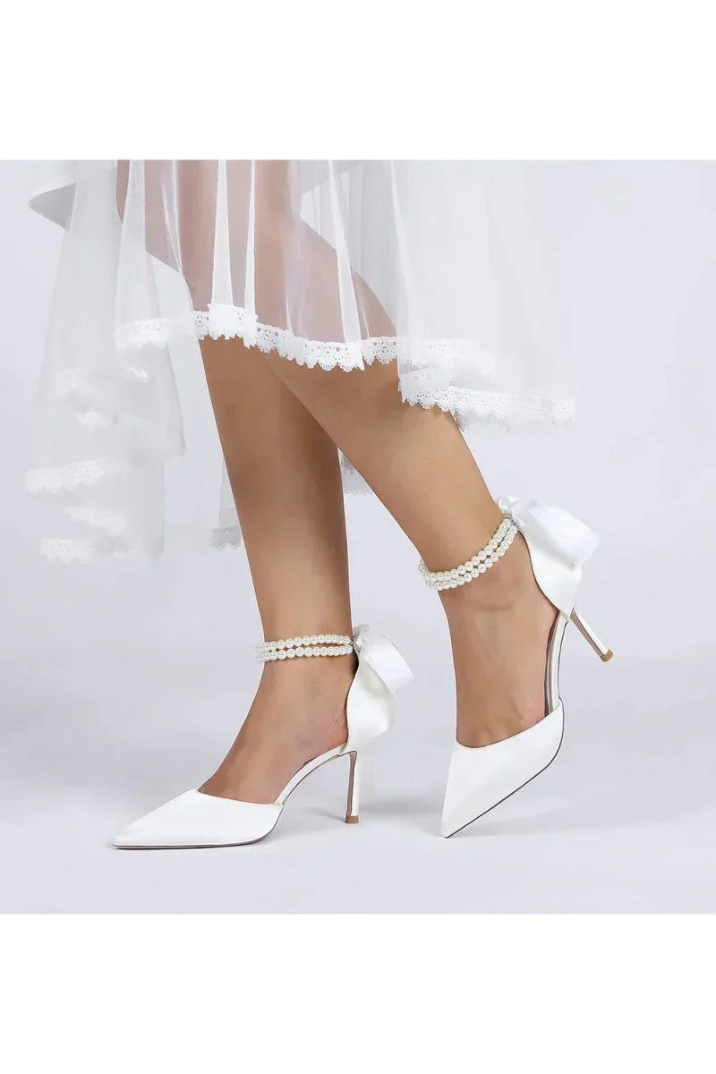 Pointed Toe Party Shoes with Ribbon Tie