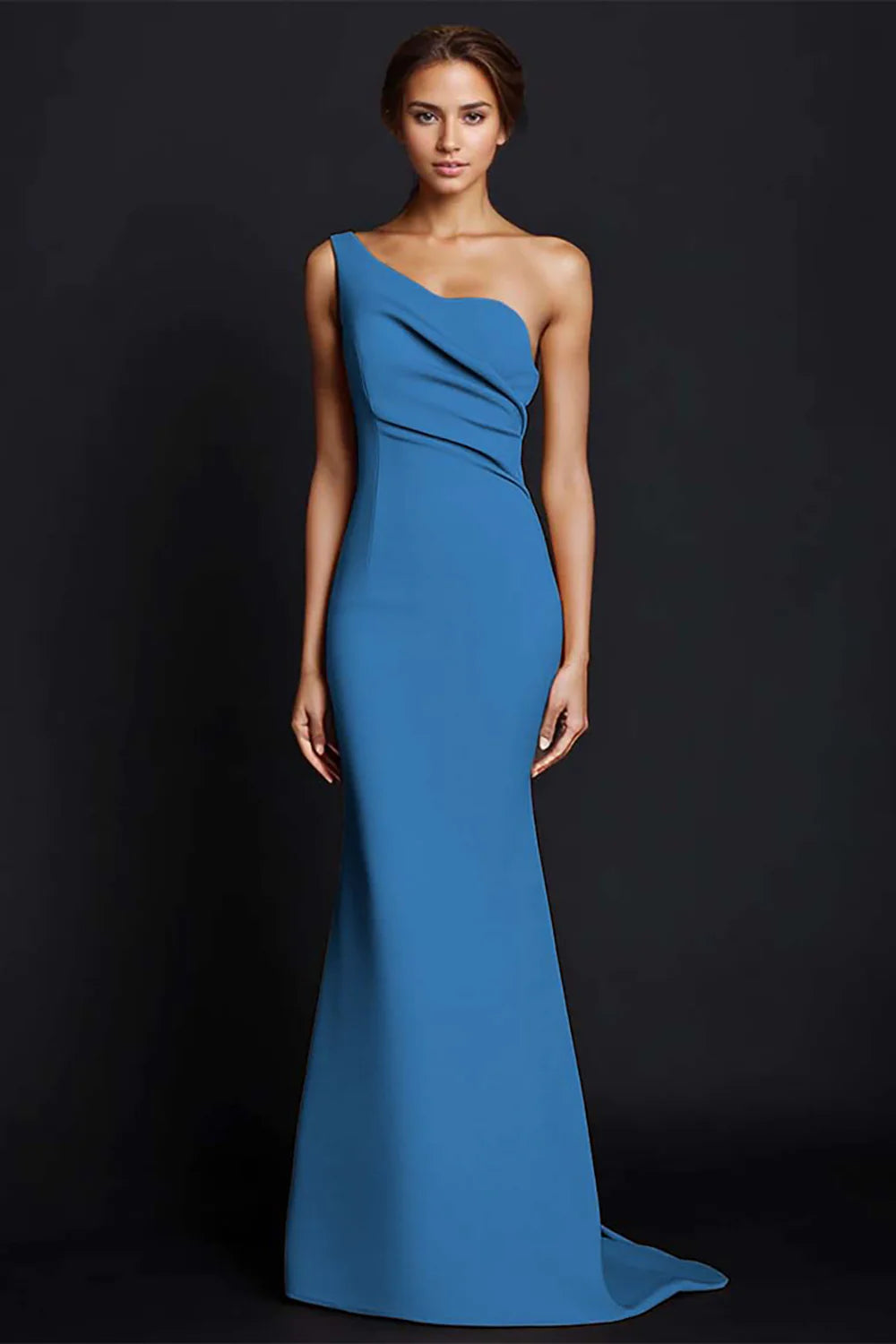 Khaki Mermaid One Shoulder Maxi Dress
