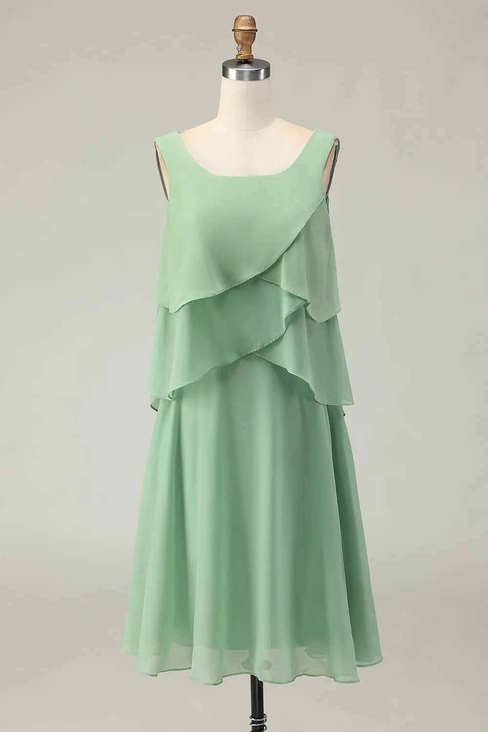 2 Piece Dusty Sage A Line Ruffled Chiffon Mother of the Bride Dress