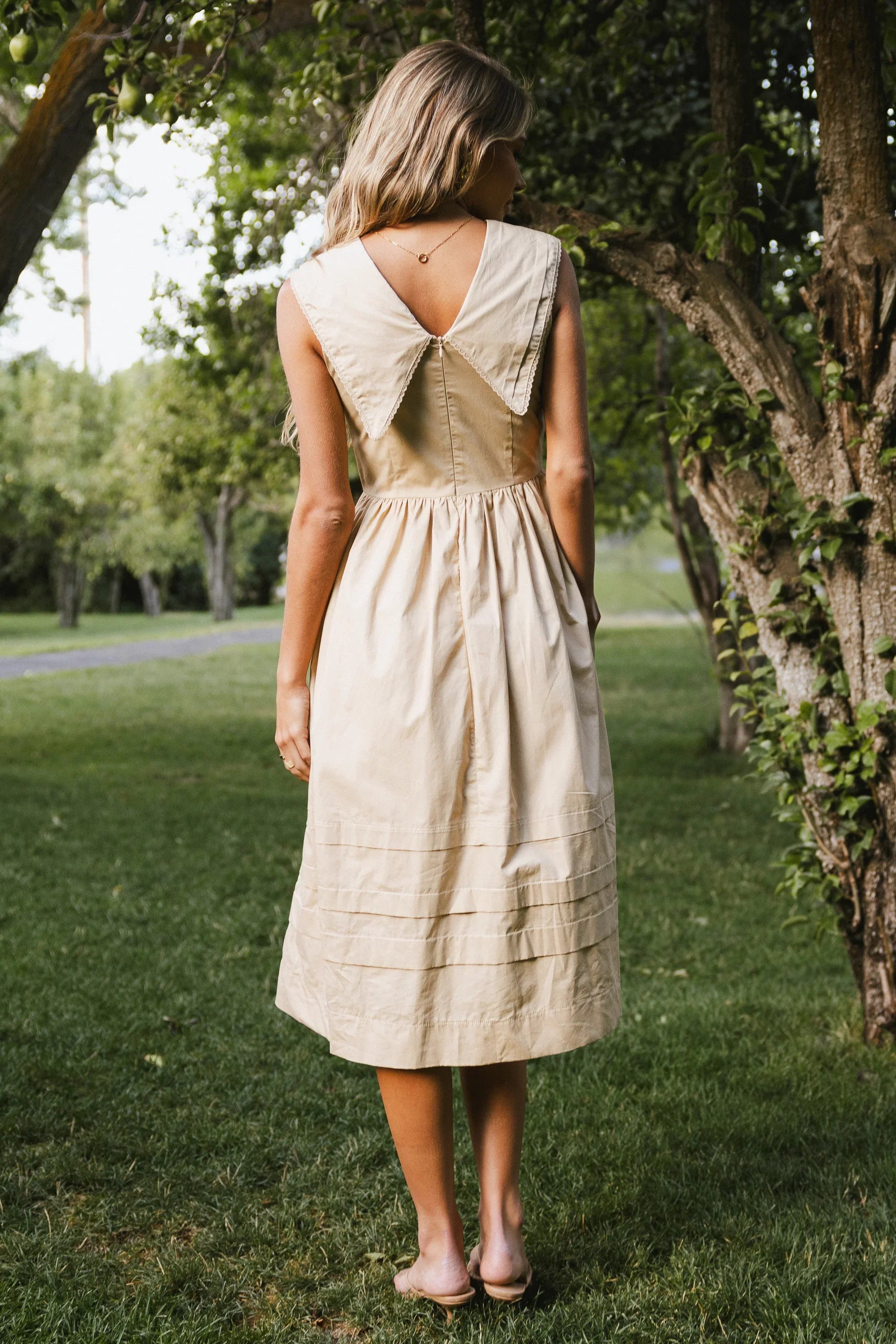 Louie Collared Midi Dress in Taupe FINAL SALE