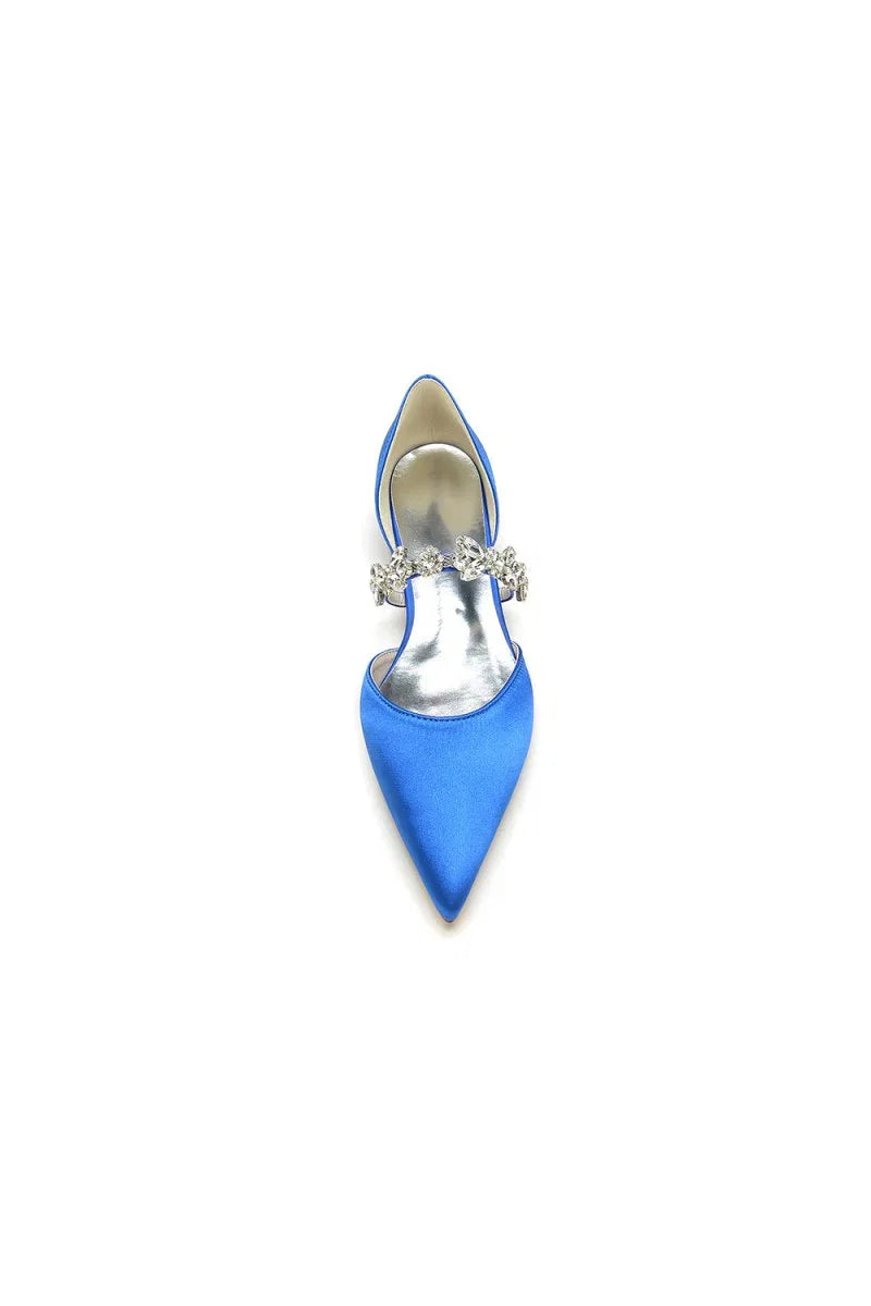 Rhinestone Pointed Toe Low Heels