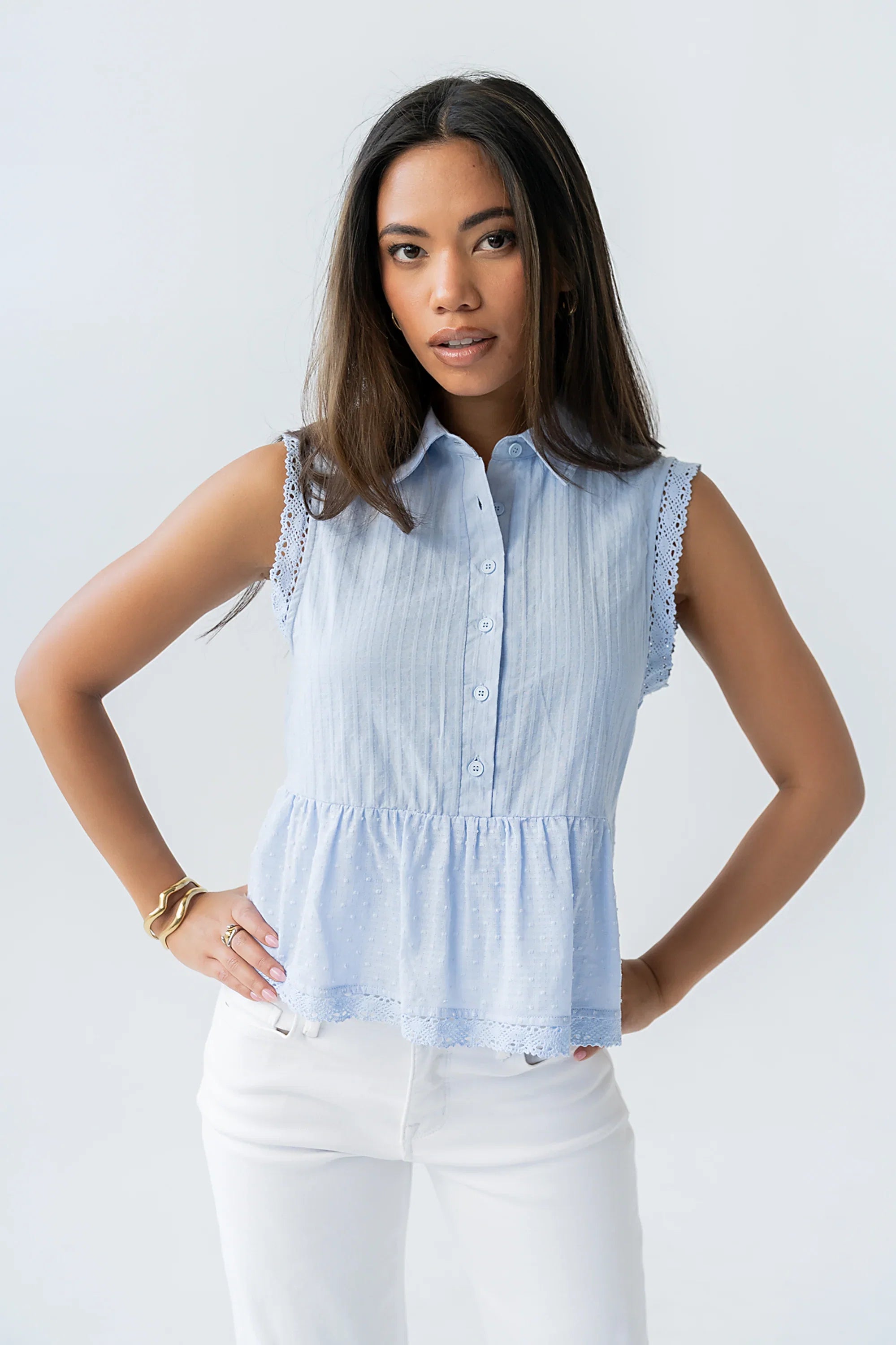 Julian Collared Blouse in Blue