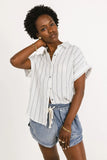 Topanga Striped Button Up in White FINAL SALE
