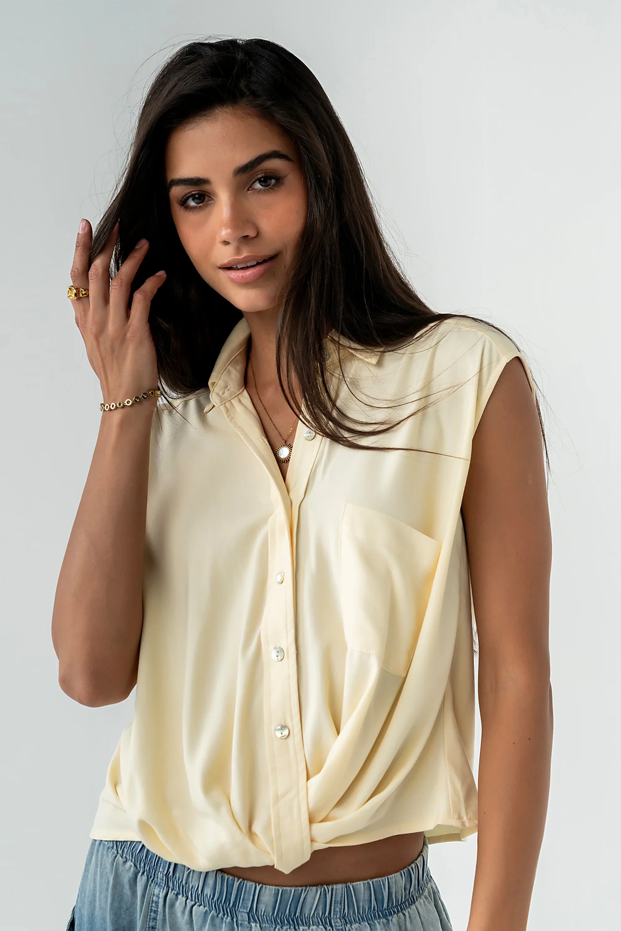Gianna Button Up in Yellow