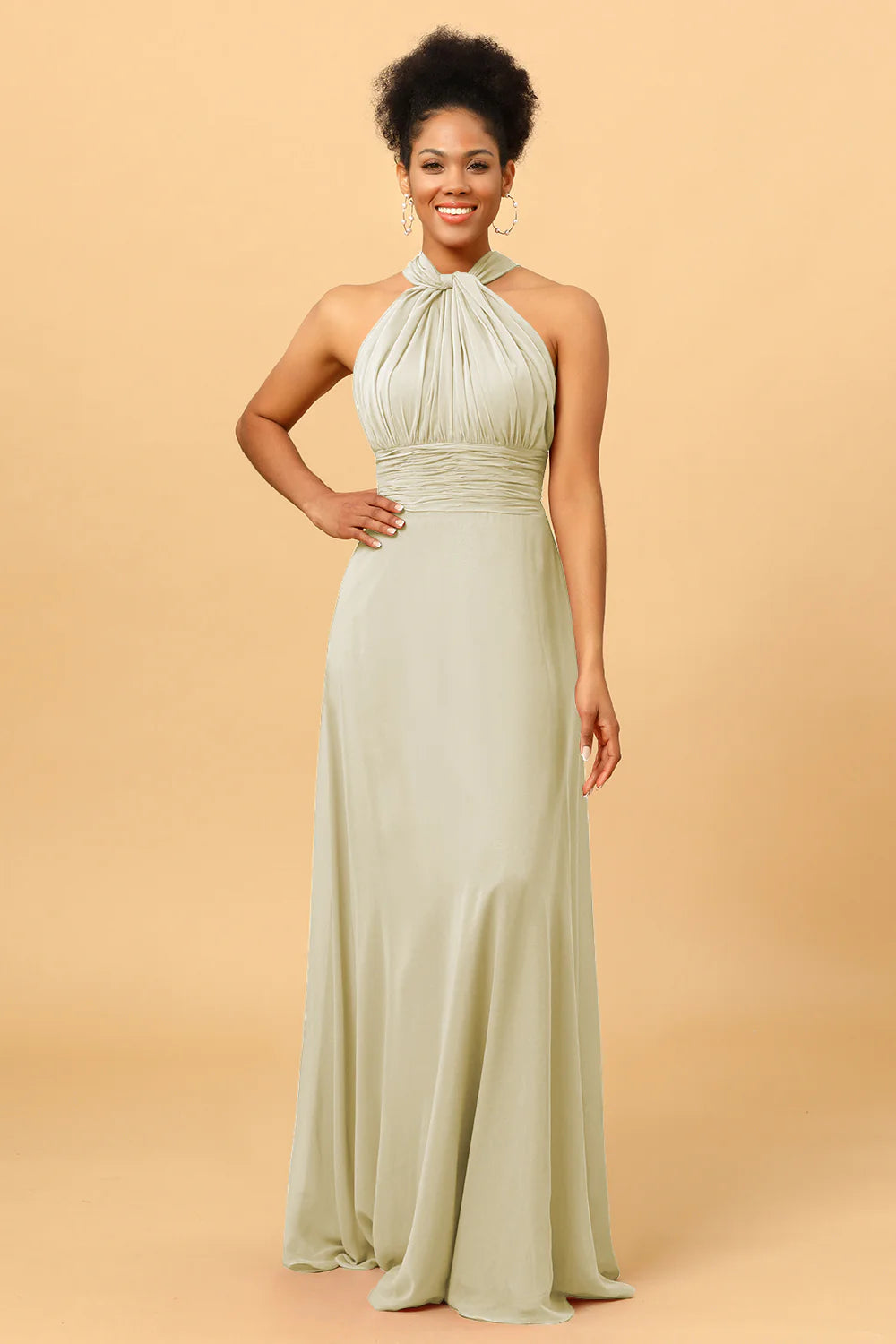 A Line Convertible Long Chiffon Bridesmaid Dress