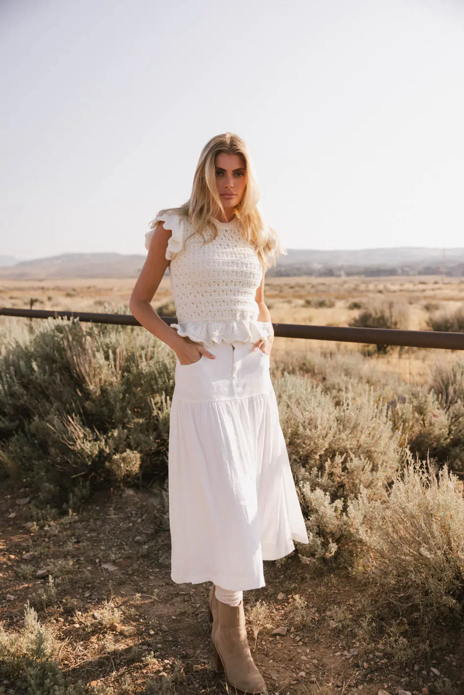 Shelly Ruffled Sweater Top in Ivory FINAL SALE