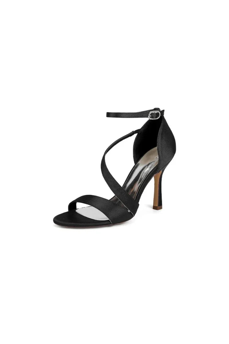Ankle Strap Satin Stiletto Sandals
